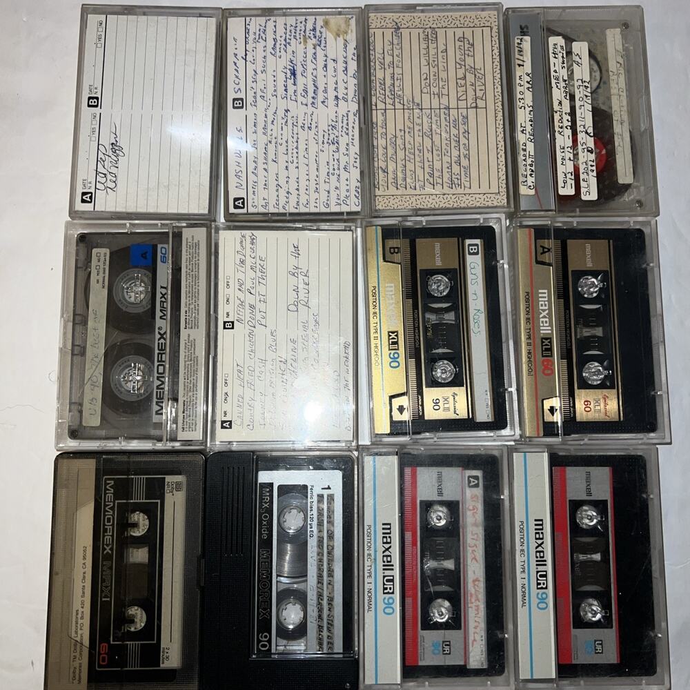 Lot 12 Prerecorded Blank Cassette Tapes for Re-Recording